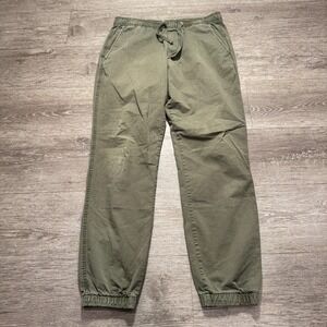 Gap Pants Mens Small Green Twill Joggers Pockets Athleisure Drawstring 29x29